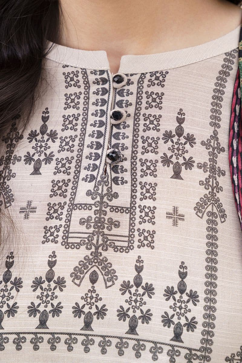 3 PIECE PRINTED SLUB KHADDAR SUIT-WHISPERING FLORALS ( UNSTITCHED ) thumbnail