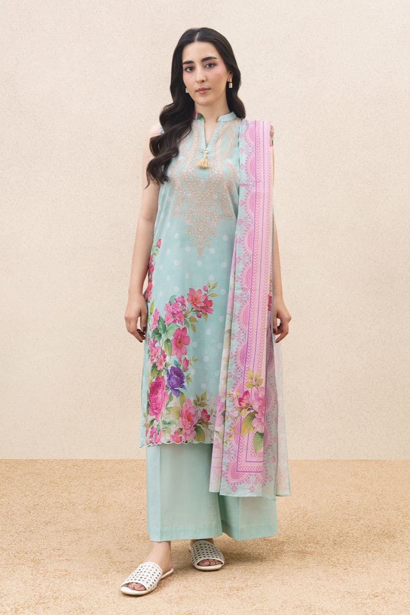 3 PIECE PRINTED LAWN SUIT-SKY SERENITY (UNSTITCHED) thumbnail