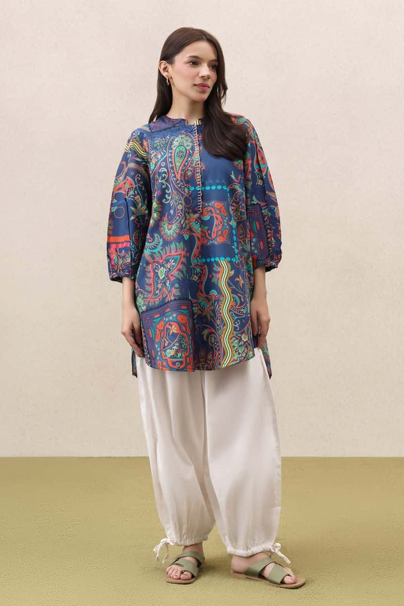 PRINTED TWO WAY SLUB SHIRT (PRET) - alternate view