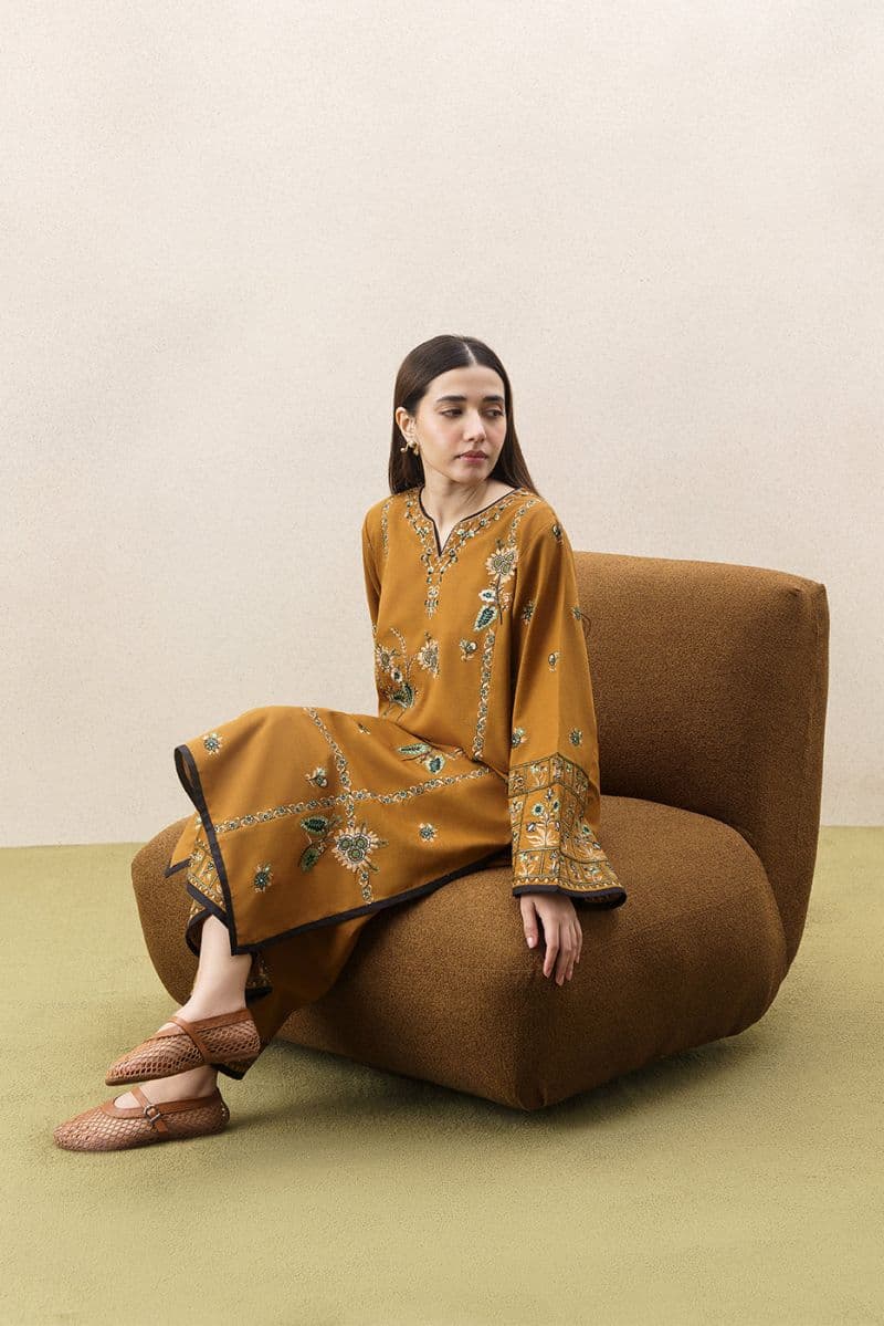 2 PIECE EMBROIDERED SLUB KHADDAR SUIT (PRET) thumbnail