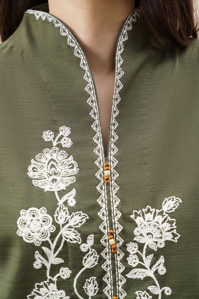 2 PIECE EMBROIDERED SLUB KHADDAR SUIT (PRET) thumbnail