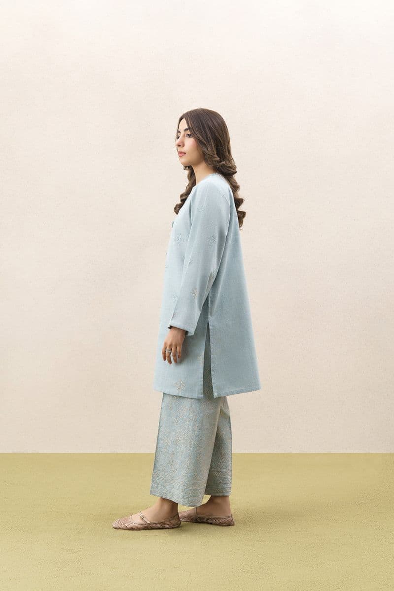 2 PIECE EMBROIDERED TWO WAY SLUB SUIT (PRET) thumbnail