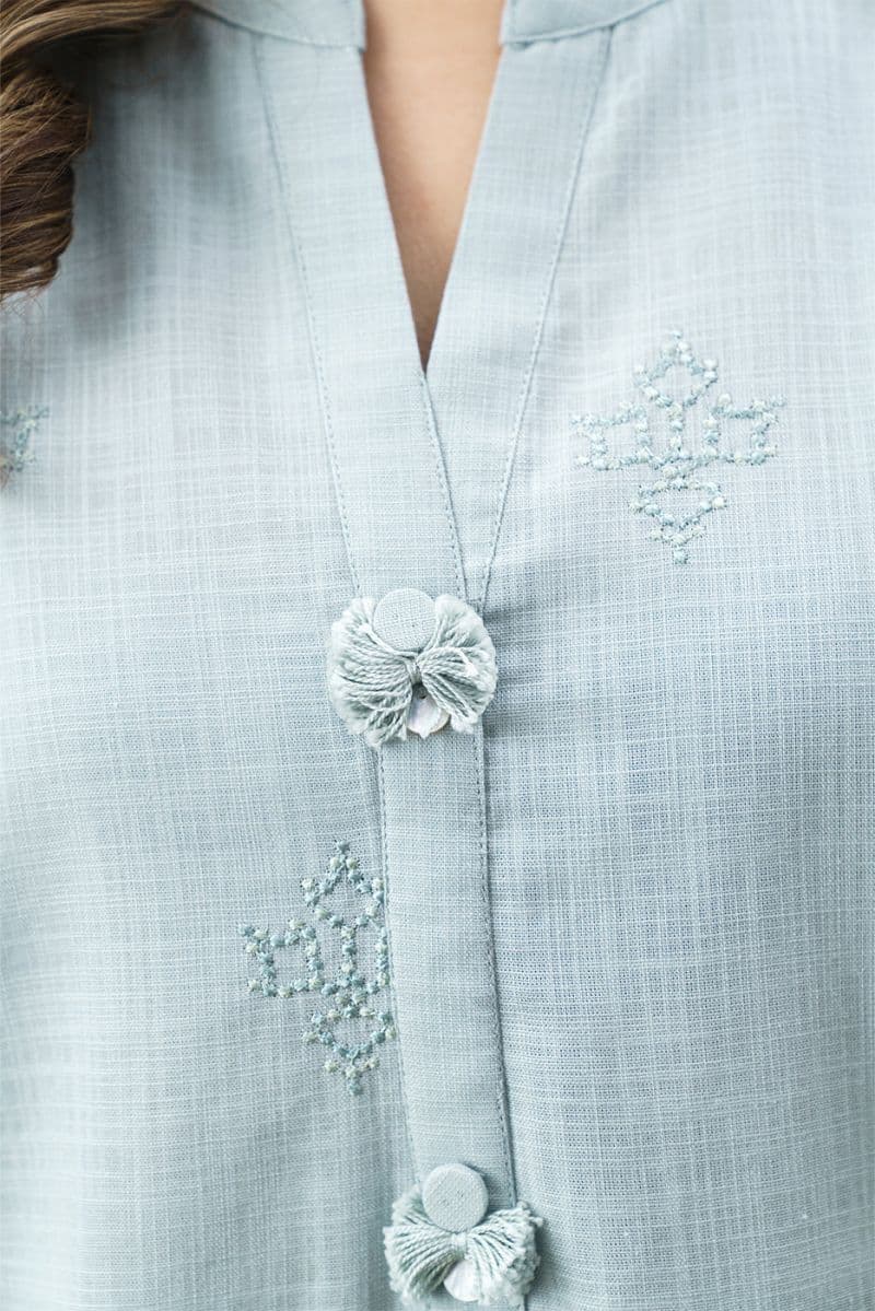 2 PIECE EMBROIDERED TWO WAY SLUB SUIT (PRET) thumbnail