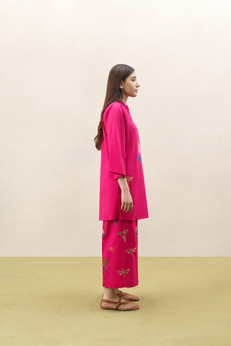 2 PIECE EMBROIDERED TWO WAY SLUB SUIT (PRET) thumbnail