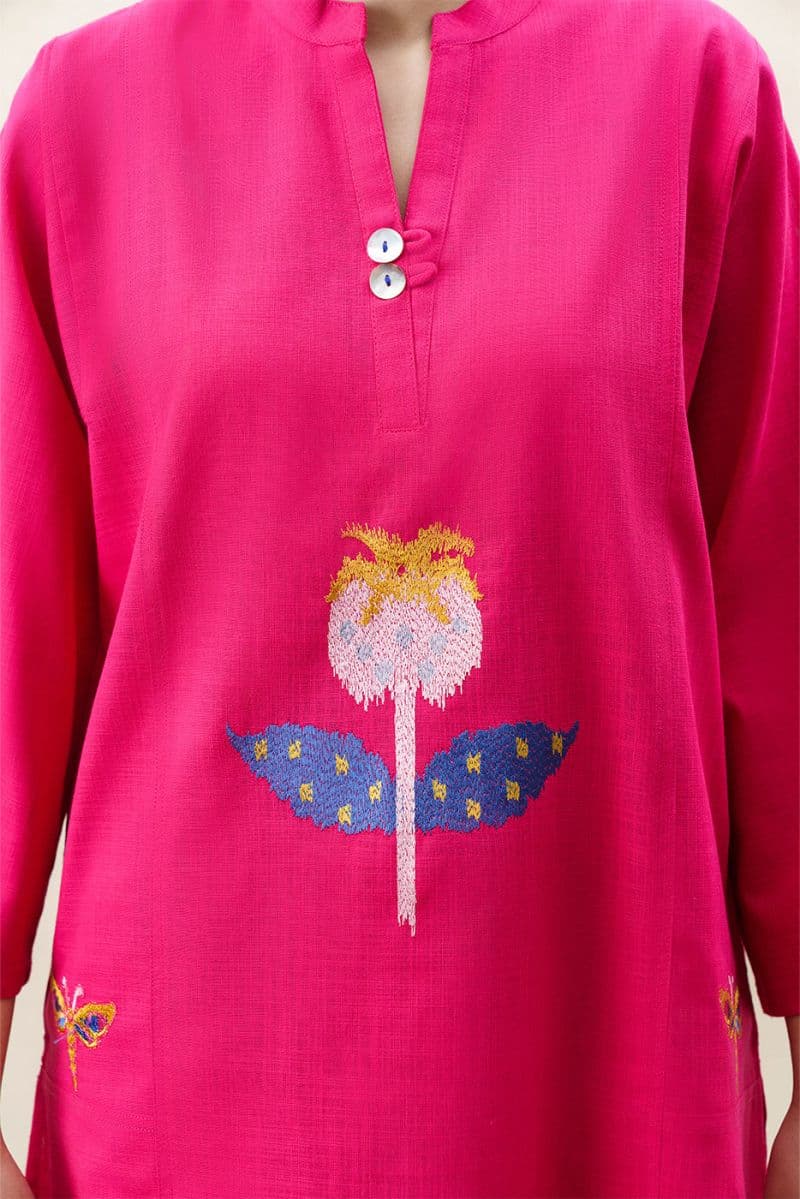 2 PIECE EMBROIDERED TWO WAY SLUB SUIT (PRET) thumbnail