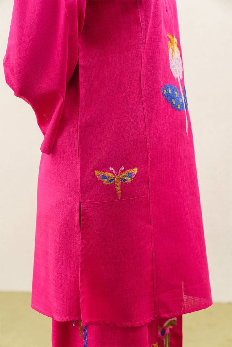 2 PIECE EMBROIDERED TWO WAY SLUB SUIT (PRET) thumbnail