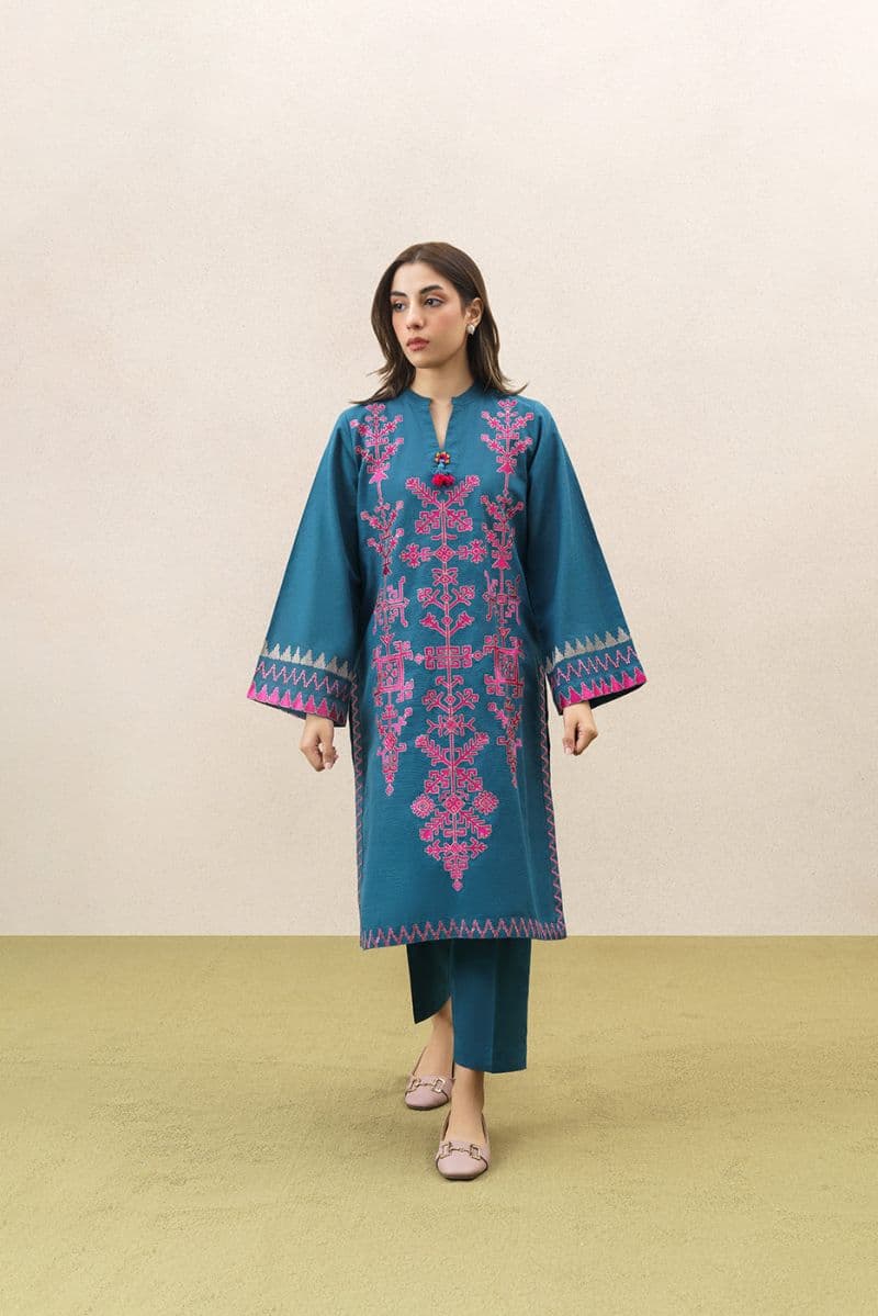 2 PIECE EMBROIDERED SLUB KHADDAR SUIT (PRET) thumbnail