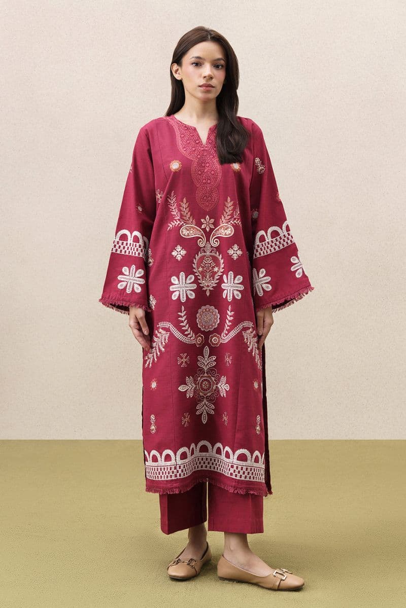 2 PIECE EMBROIDERED SLUB KHADDAR SUIT (PRET) thumbnail
