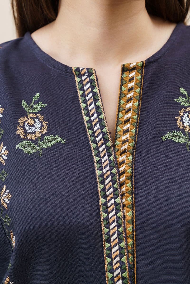 2 PIECE EMBROIDERED SLUB KHADDAR SUIT (PRET) thumbnail