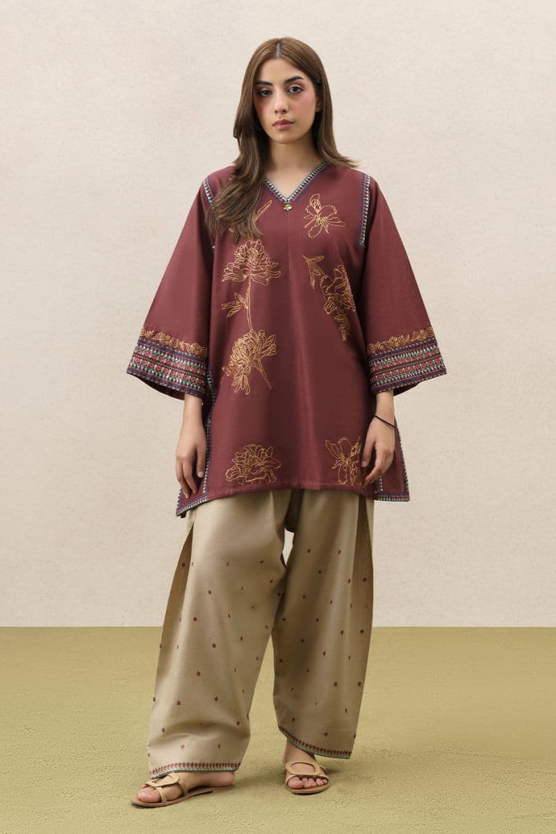 2 PIECE EMBROIDERED SLUB KHADDAR SUIT (PRET) thumbnail