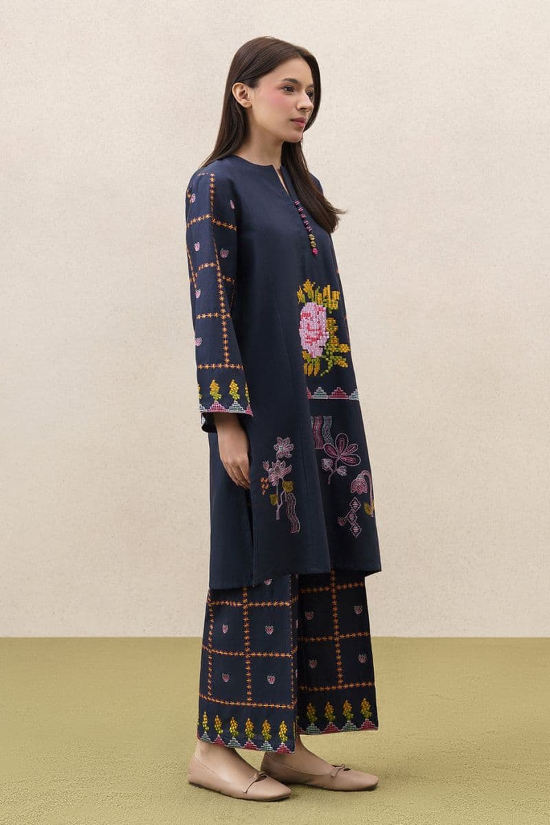 2 PIECE EMBROIDERED SLUB KHADDAR SUIT (PRET) thumbnail