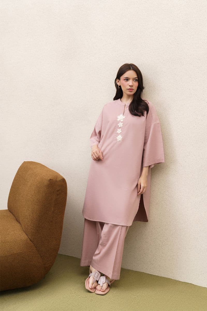 2 PIECE SOLID YARN DYED DOBBY SUIT (PRET) thumbnail