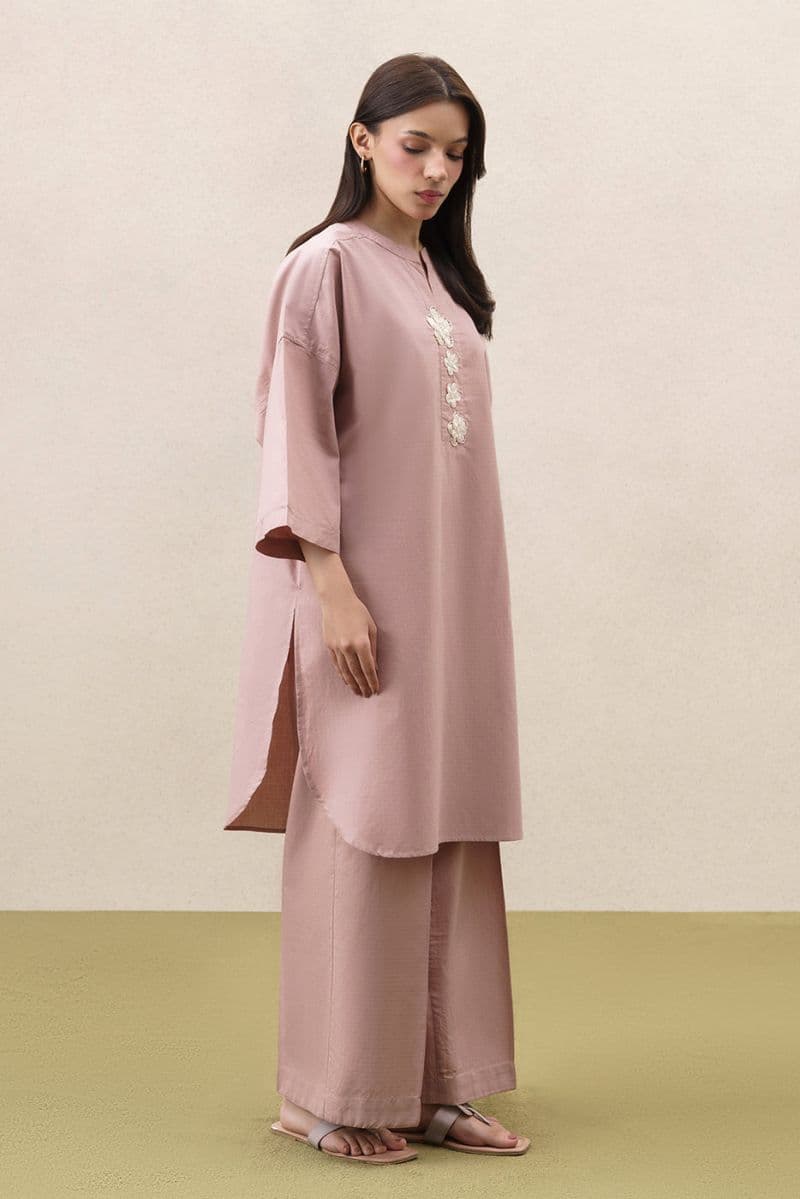2 PIECE SOLID YARN DYED DOBBY SUIT (PRET) thumbnail