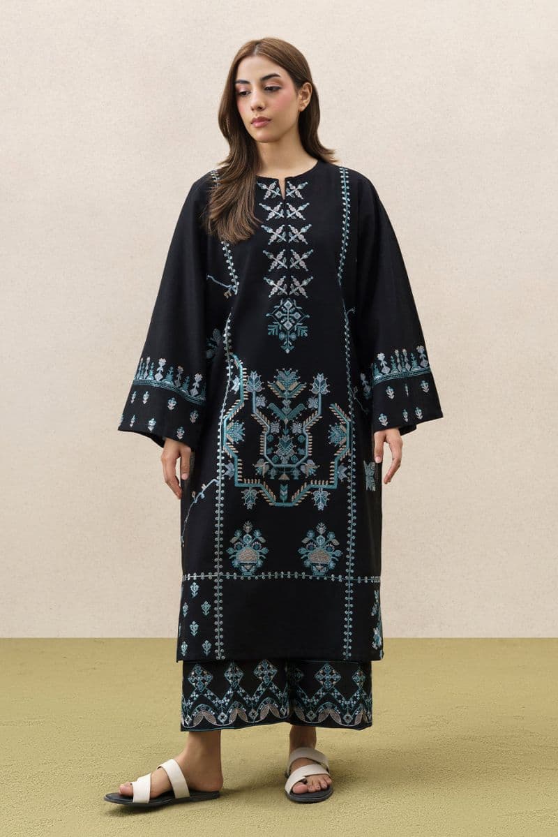 2 PIECE EMBROIDERED SLUB KHADDAR SUIT (PRET) thumbnail