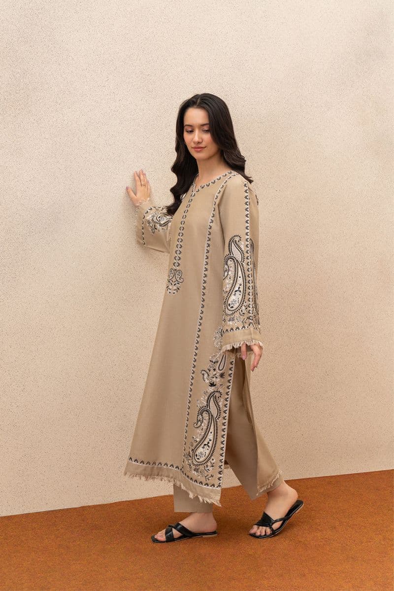 2 PIECE EMBROIDERED SLUB KHADDAR SUIT (PRET) thumbnail