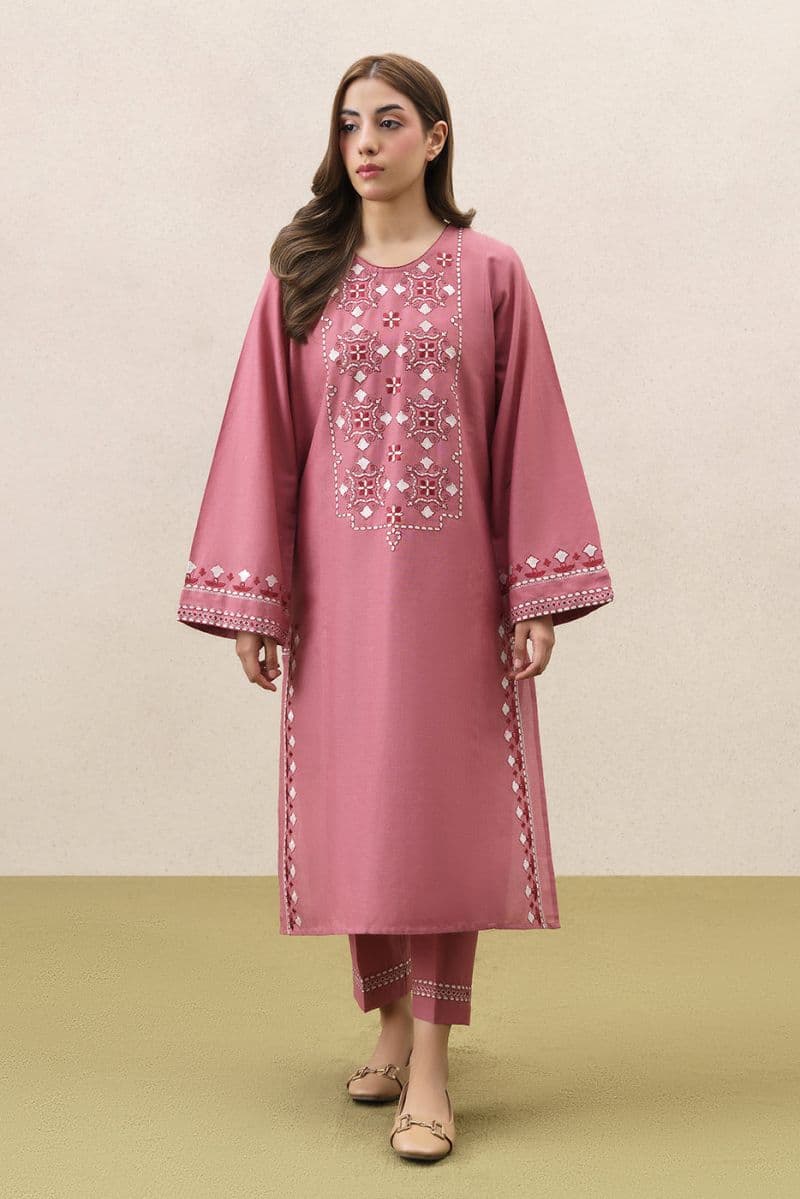 2 PIECE EMBROIDERED SLUB KHADDAR SUIT (PRET) thumbnail