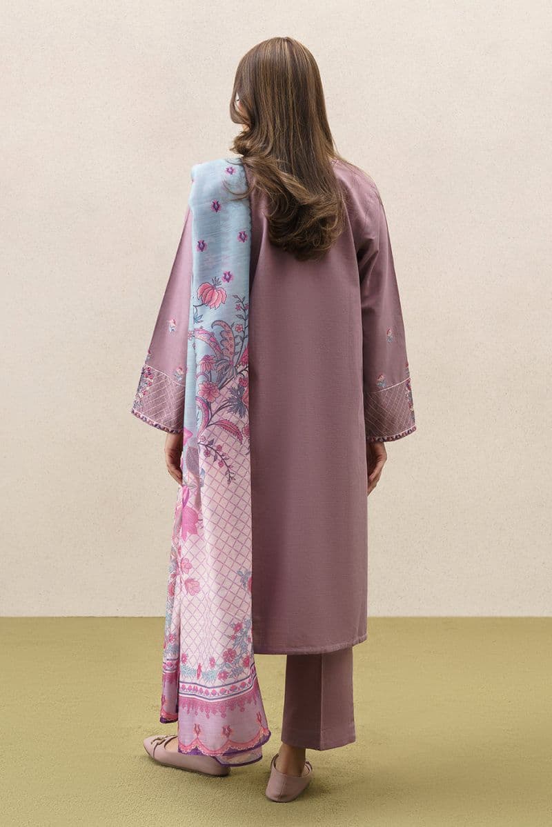 3 PIECE EMBROIDERED SLUB KHADDAR SUIT (PRET) thumbnail