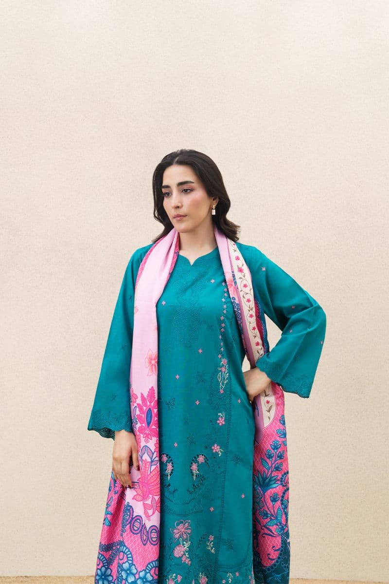 3 PIECE EMBROIDERED SLUB SUIT (PRET) thumbnail