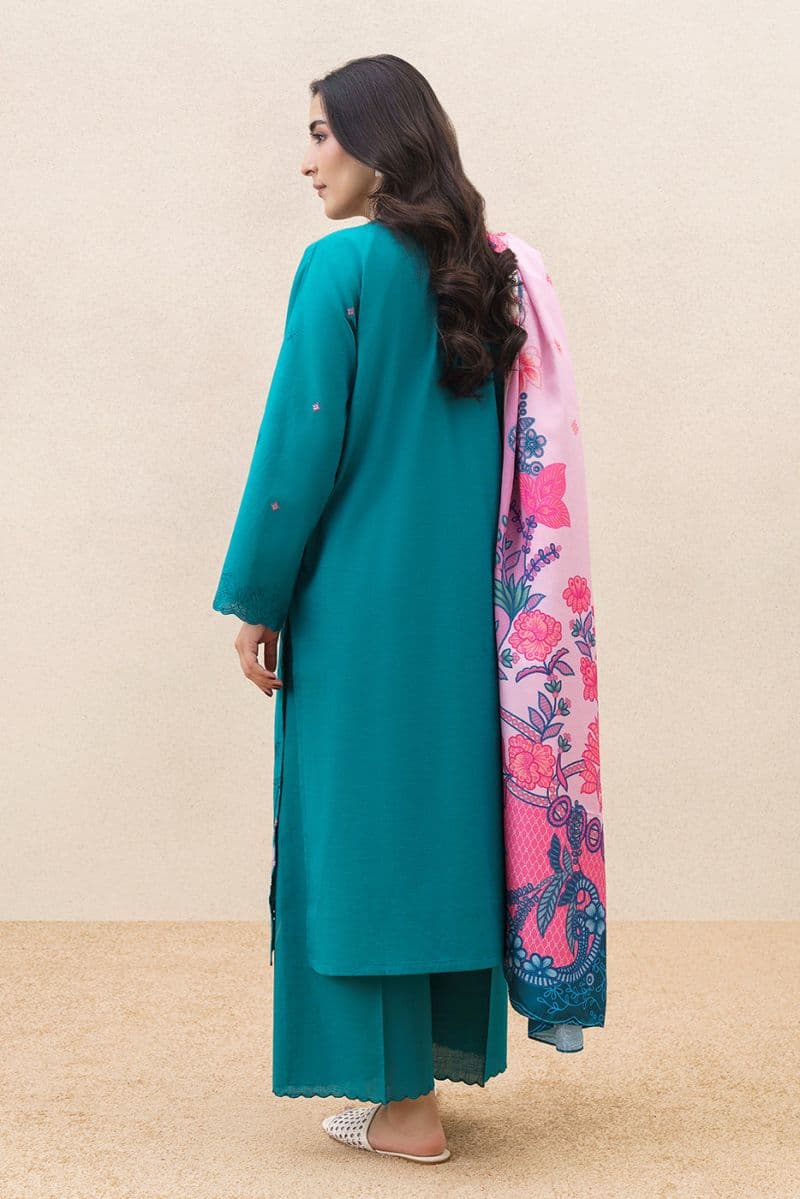 3 PIECE EMBROIDERED SLUB SUIT (PRET) thumbnail
