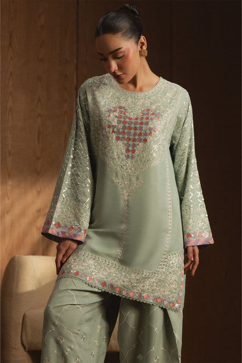 EMBROIDERED RAW SILK SHIRT (LUXURY PRET) thumbnail