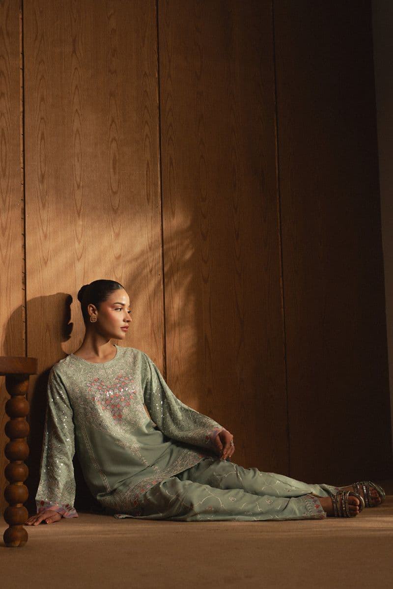 EMBROIDERED RAW SILK SHIRT (LUXURY PRET) thumbnail