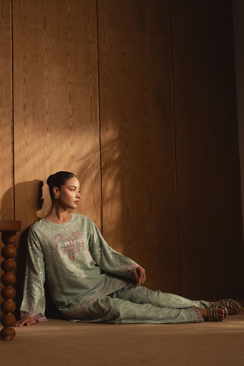 EMBROIDERED RAW SILK SHIRT (LUXURY PRET) thumbnail