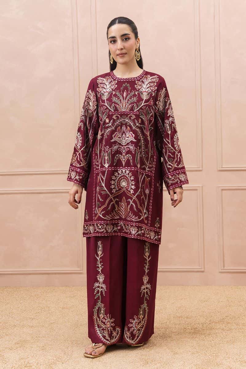 2 PIECE EMBROIDERED RAW SILK SUIT (LUXURY PRET) - alternate view