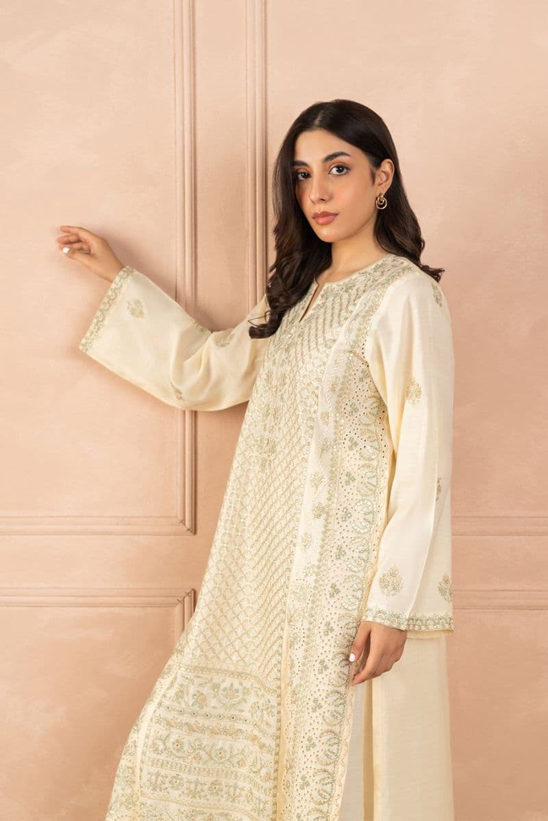 2 PIECE EMBROIDERED RAW SILK SUIT (LUXURY PRET) thumbnail