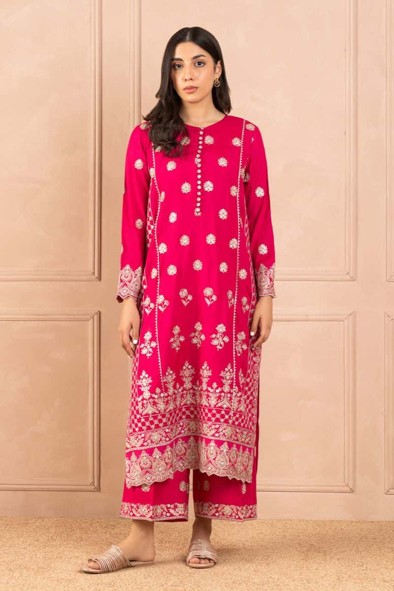 2 PIECE EMBROIDERED RAW SILK SUIT (LUXURY PRET) - alternate view
