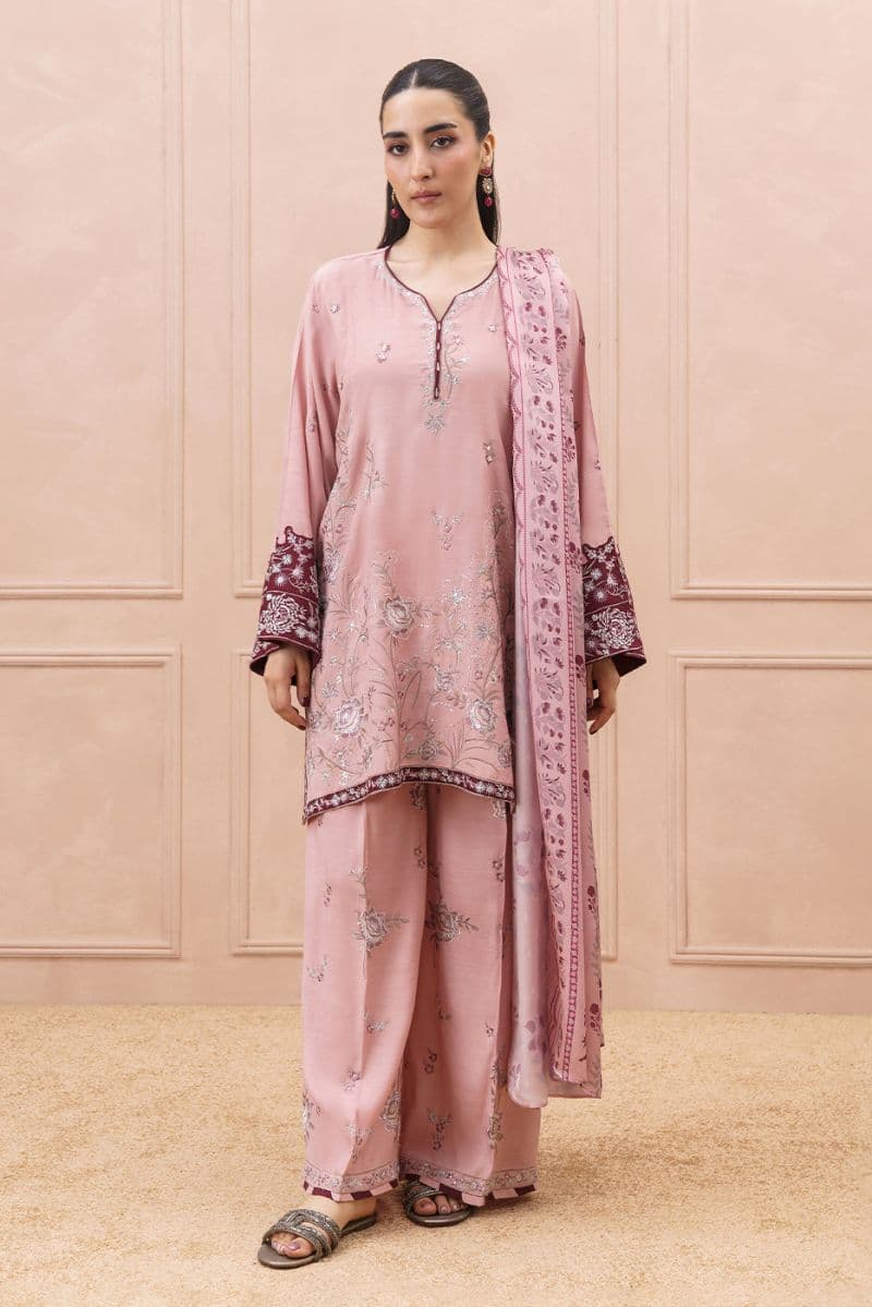 3 PIECE EMBROIDERED RAW SILK SUIT (LUXURY PRET) thumbnail