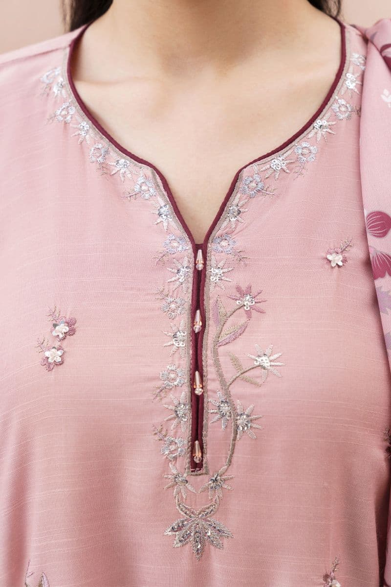 3 PIECE EMBROIDERED RAW SILK SUIT (LUXURY PRET) thumbnail