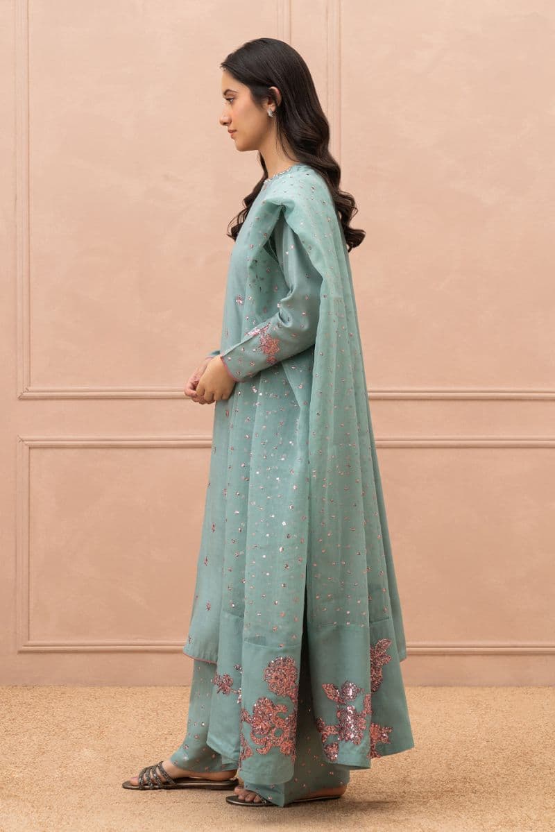 3 PIECE EMBROIDERED RAW SILK SUIT (LUXURY PRET) thumbnail