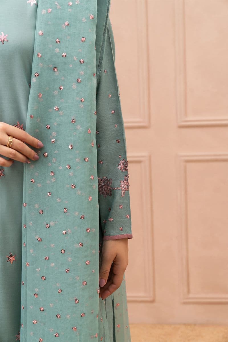 3 PIECE EMBROIDERED RAW SILK SUIT (LUXURY PRET) thumbnail