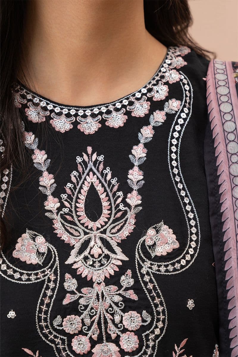 3 PIECE EMBROIDERED PAPER COTTON SUIT (LUXURY PRET) thumbnail
