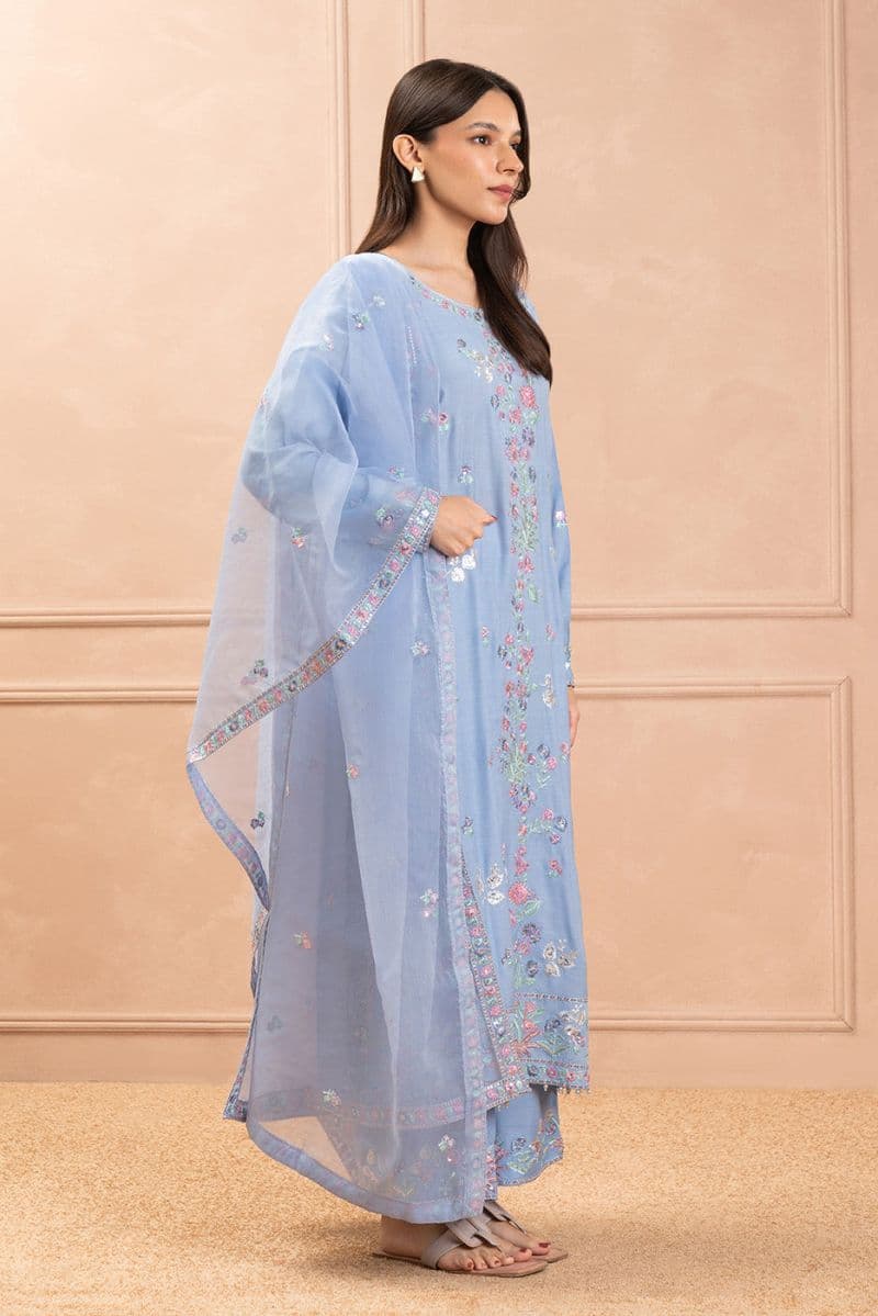 3 PIECE EMBROIDERED RAW SILK SUIT (LUXURY PRET) thumbnail
