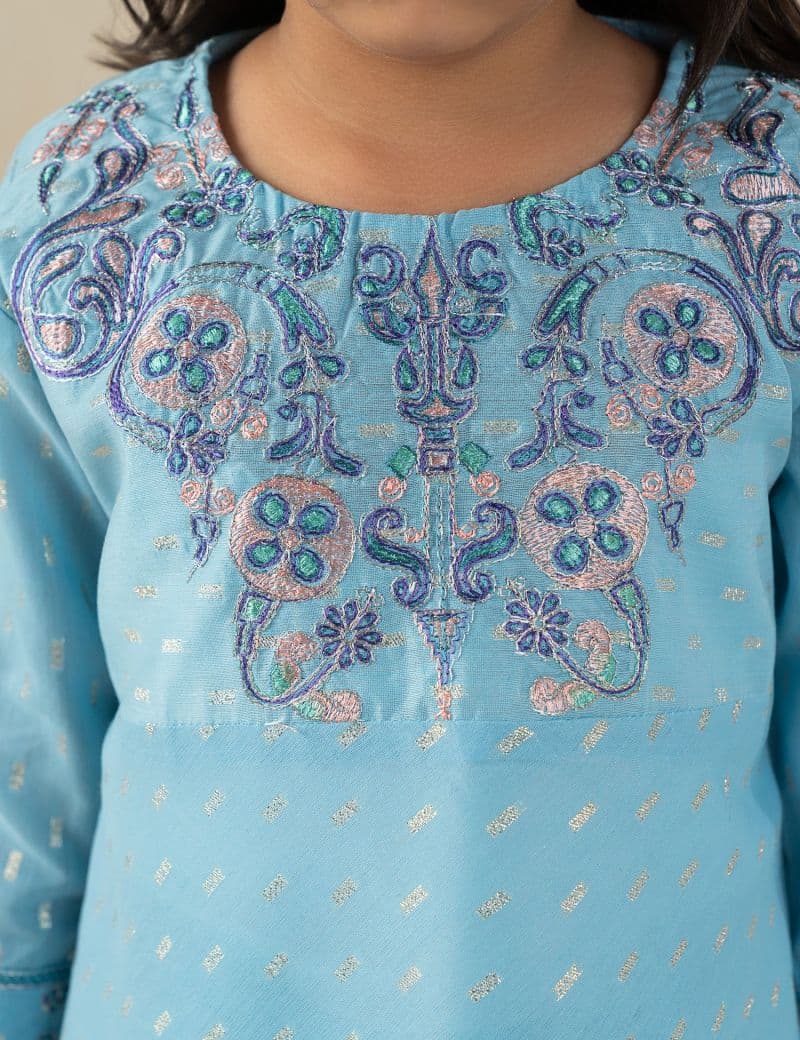 2 PIECE EMBROIDERED PEPLUM SUIT thumbnail