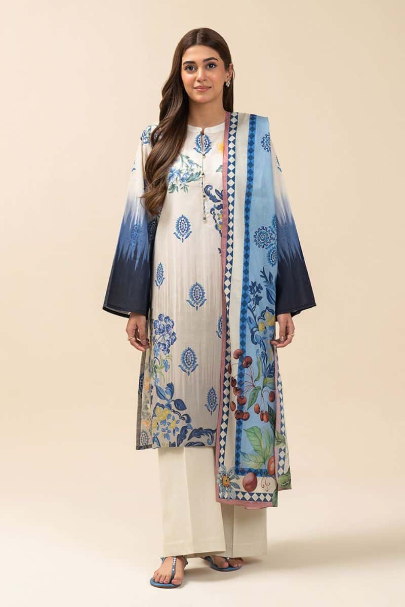 3 PIECE PRINTED LAWN SUIT-DAY MAGIC (UNSTITCHED) - alternate view