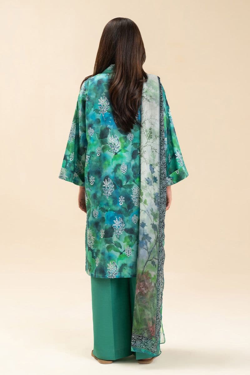 3 PIECE PRINTED LAWN SUIT-SERENE GARDEN (UNSTITCHED) thumbnail