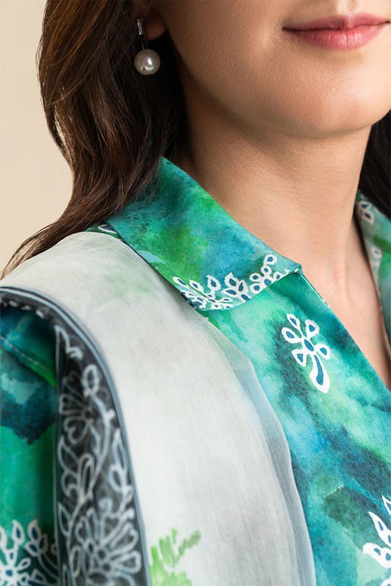 3 PIECE PRINTED LAWN SUIT-SERENE GARDEN (UNSTITCHED) thumbnail