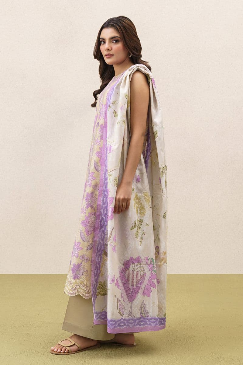 3 PIECE EMBROIDERED LAWN SUIT-LIME VERDANT (UNSTITCHED) thumbnail