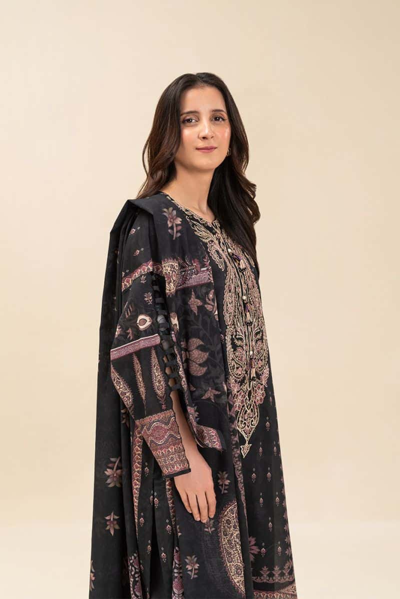 3 PIECE EMBROIDERED LENO KARRA SUIT-PAISLEY MAJESTY (UNSTITCHED)