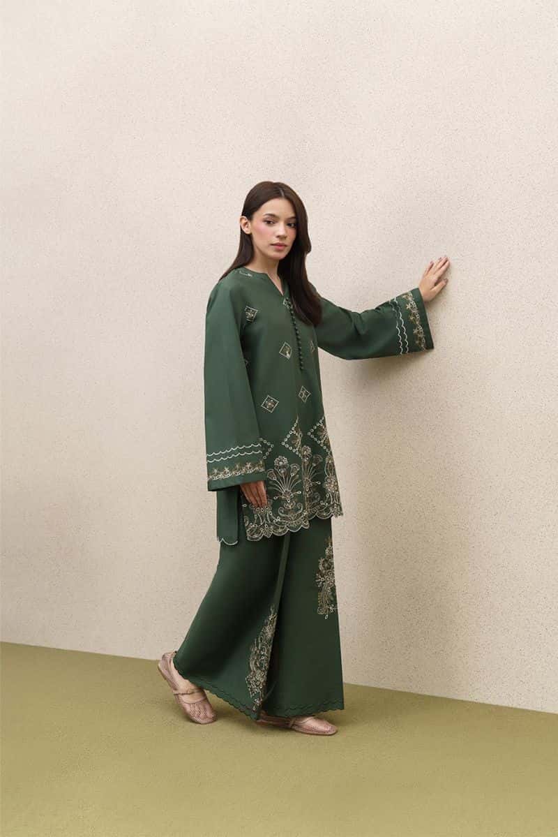 2 PIECE EMBROIDERED KHADDAR SUIT-MOSS REVERIE (UNSTITCHED) - alternate view