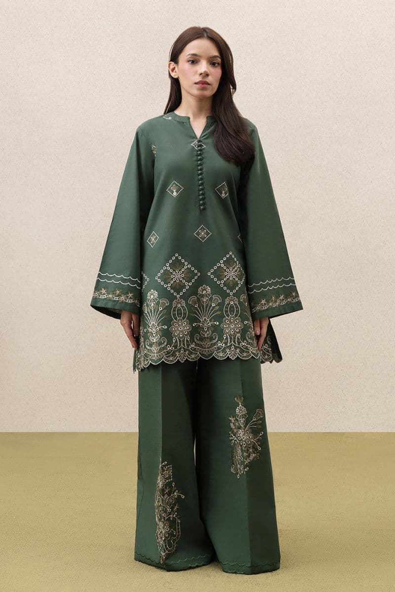 2 PIECE EMBROIDERED KHADDAR SUIT-MOSS REVERIE (UNSTITCHED) thumbnail