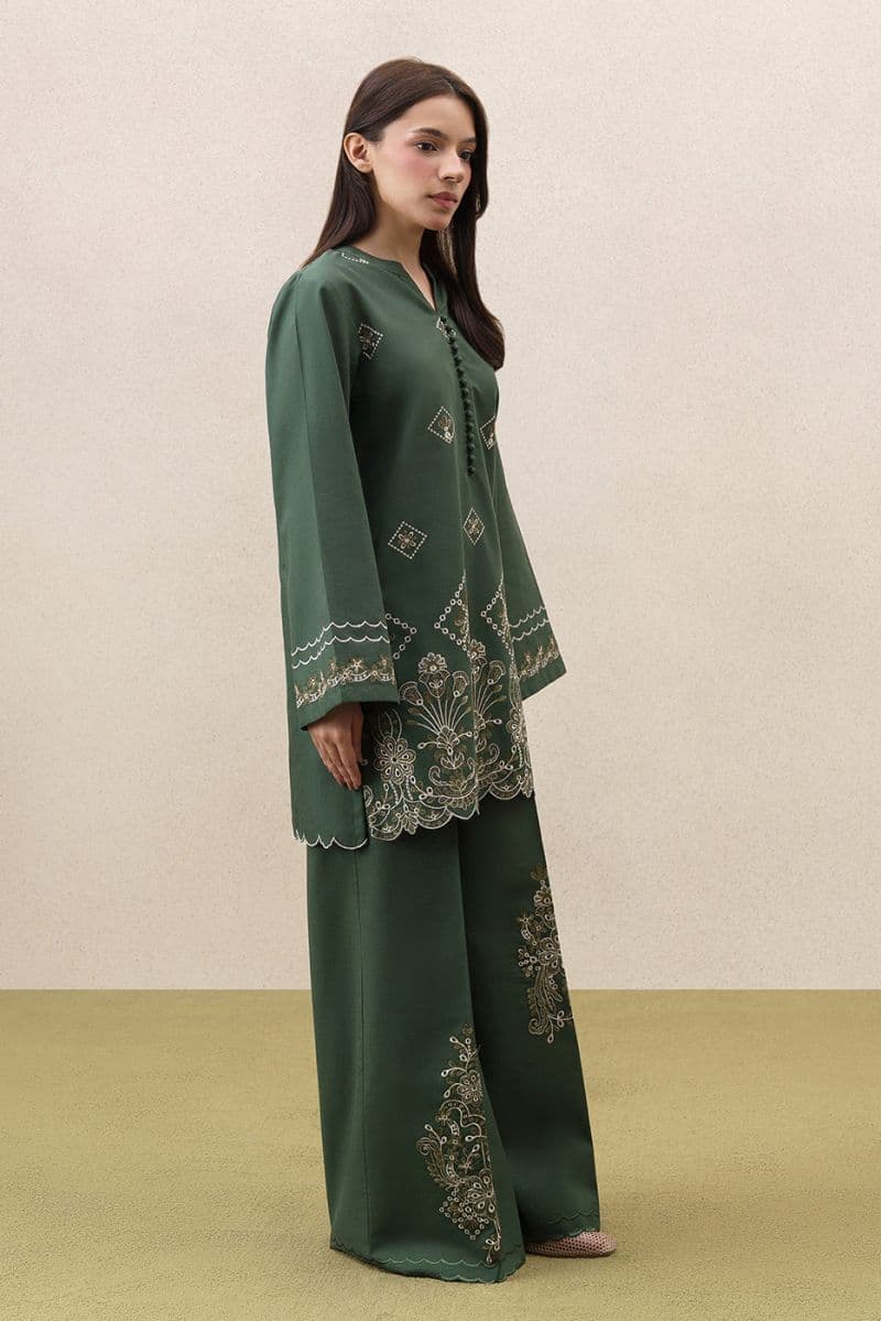 2 PIECE EMBROIDERED KHADDAR SUIT-MOSS REVERIE (UNSTITCHED) thumbnail