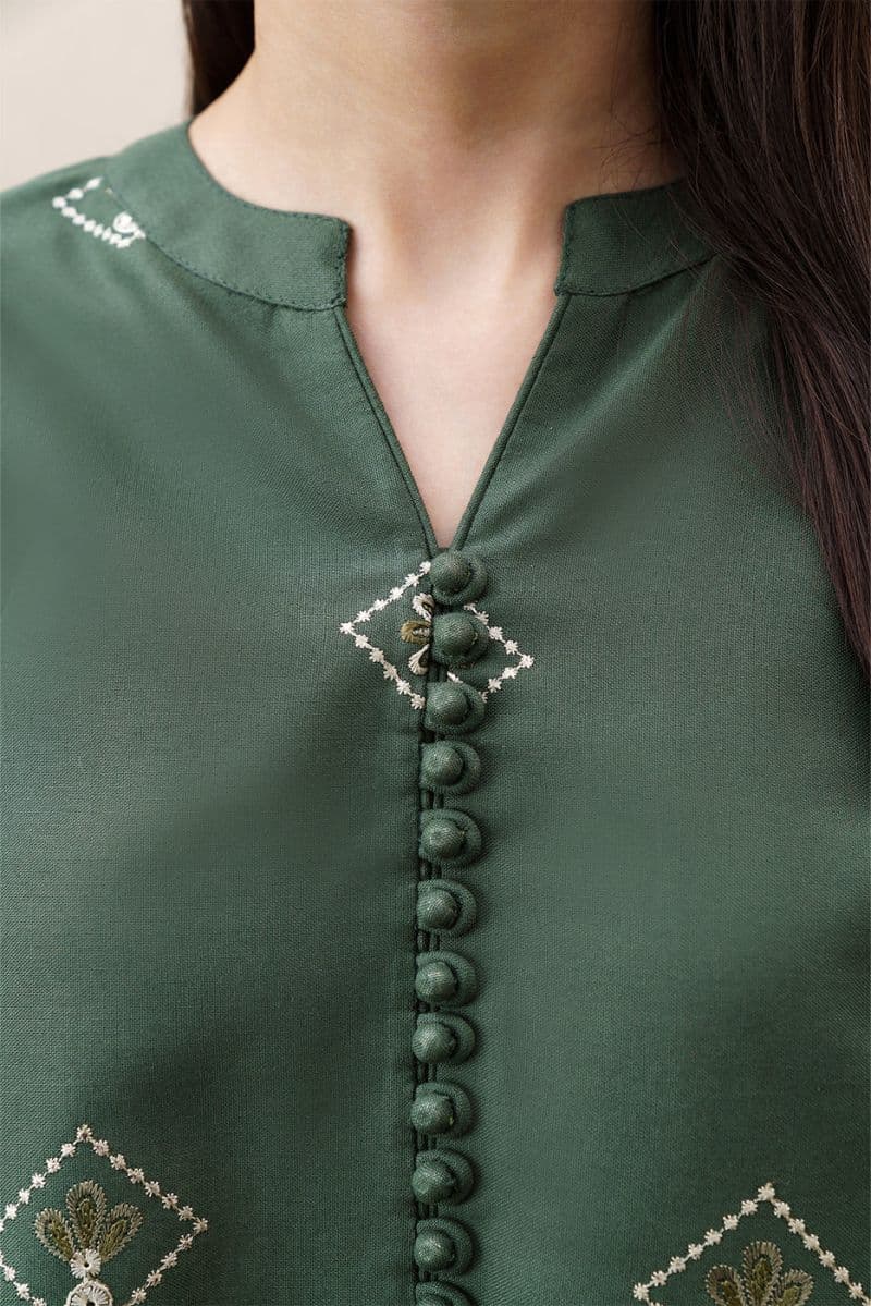 2 PIECE EMBROIDERED KHADDAR SUIT-MOSS REVERIE (UNSTITCHED) thumbnail