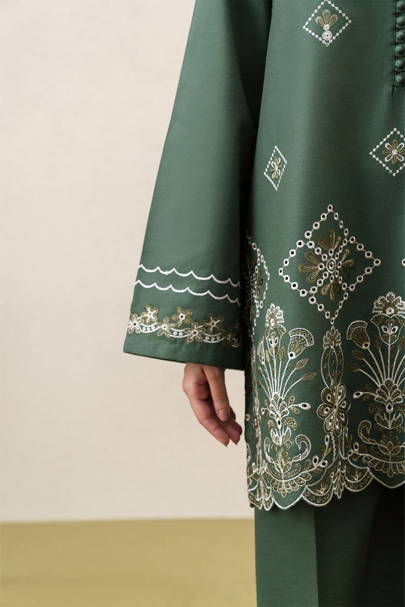 2 PIECE EMBROIDERED KHADDAR SUIT-MOSS REVERIE (UNSTITCHED) thumbnail