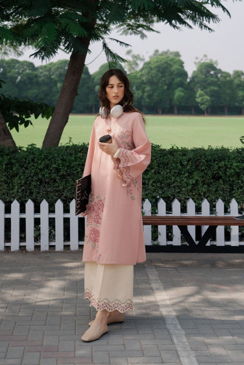 2 PIECE EMBROIDERED KHADDAR SUIT-VINTAGE ROSE (UNSTITCHED) thumbnail