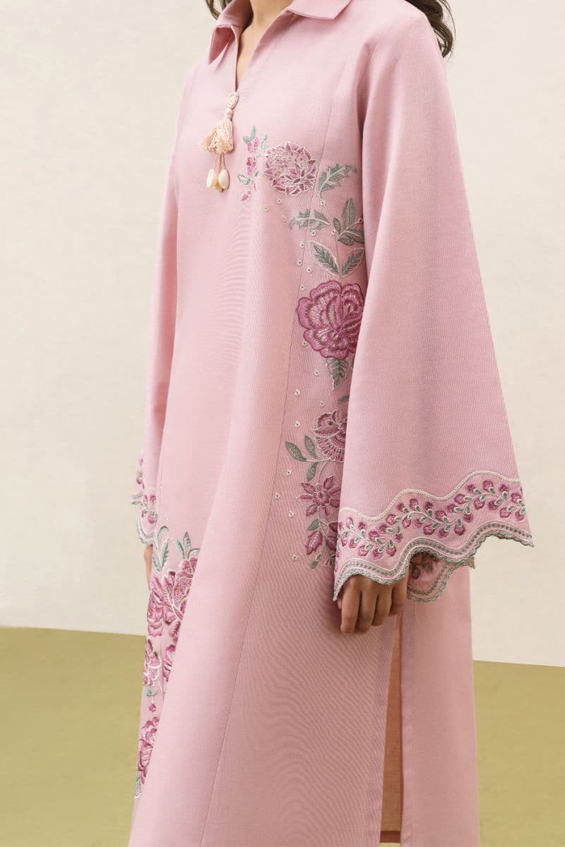 2 PIECE EMBROIDERED KHADDAR SUIT-VINTAGE ROSE (UNSTITCHED) thumbnail