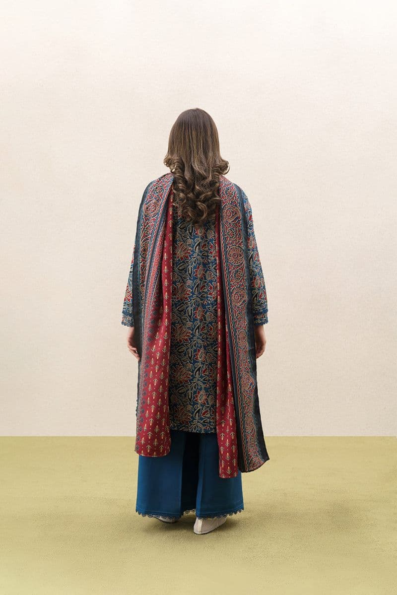 3 PIECE EMBROIDERED KHADDAR SUIT WITH SHAWL-BLOOMING MEADOW (UNSTITCHED) thumbnail