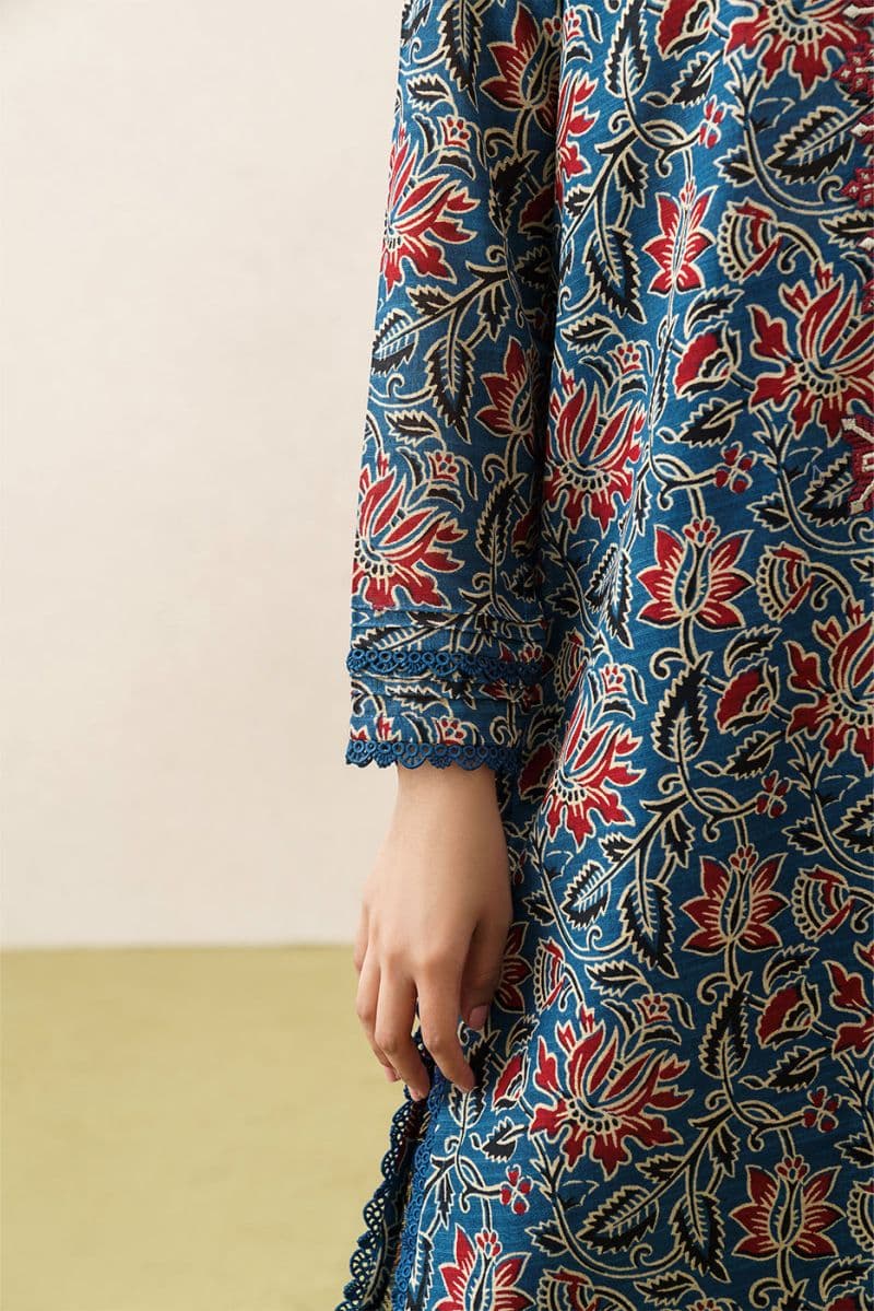 3 PIECE EMBROIDERED KHADDAR SUIT WITH SHAWL-BLOOMING MEADOW (UNSTITCHED) thumbnail